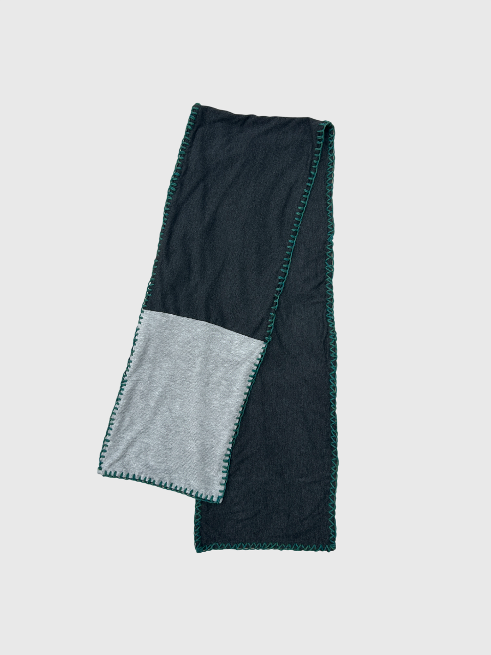 Patchwork Scarf with Green Embroidery