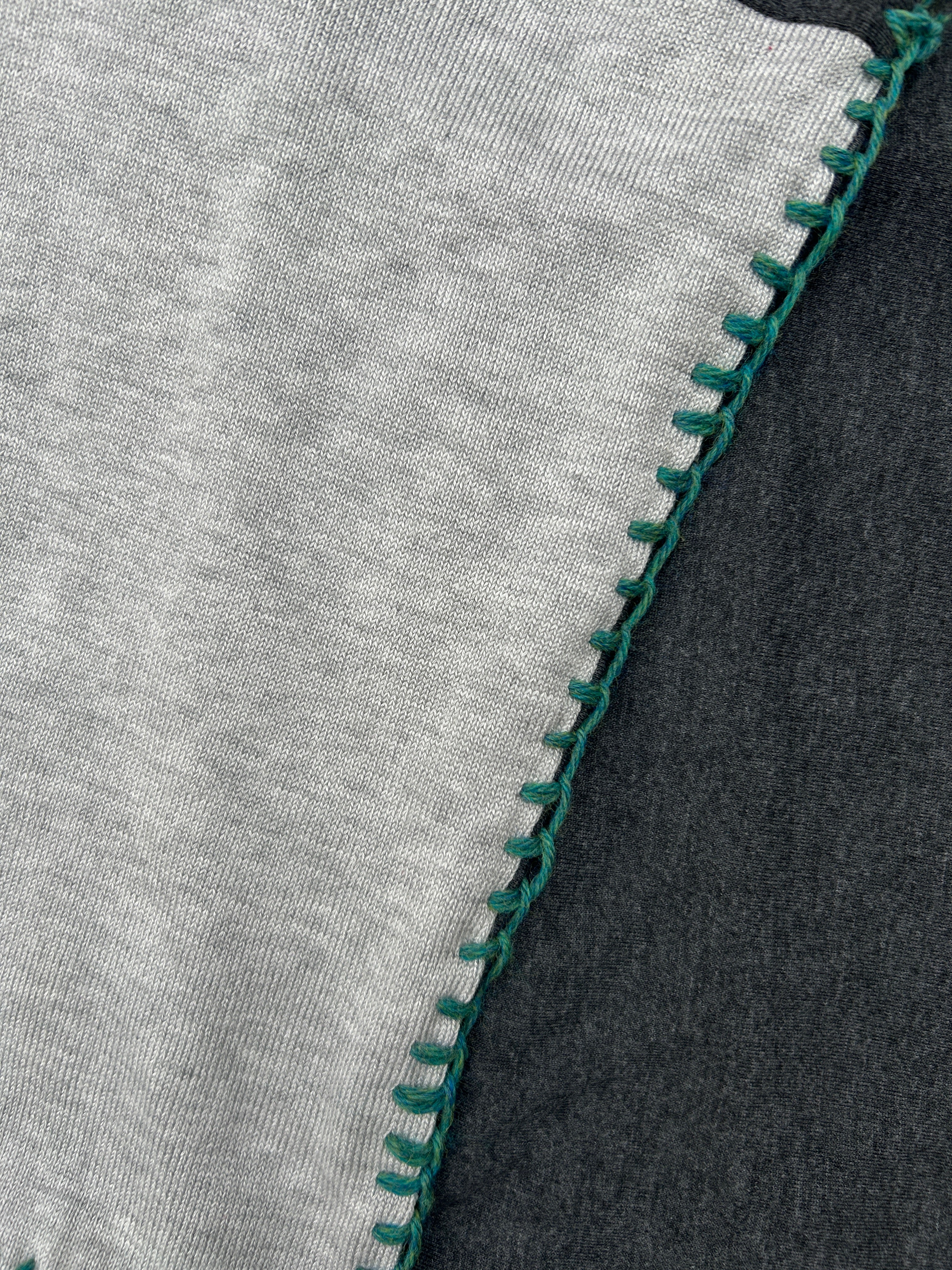 Patchwork Scarf with Green Embroidery