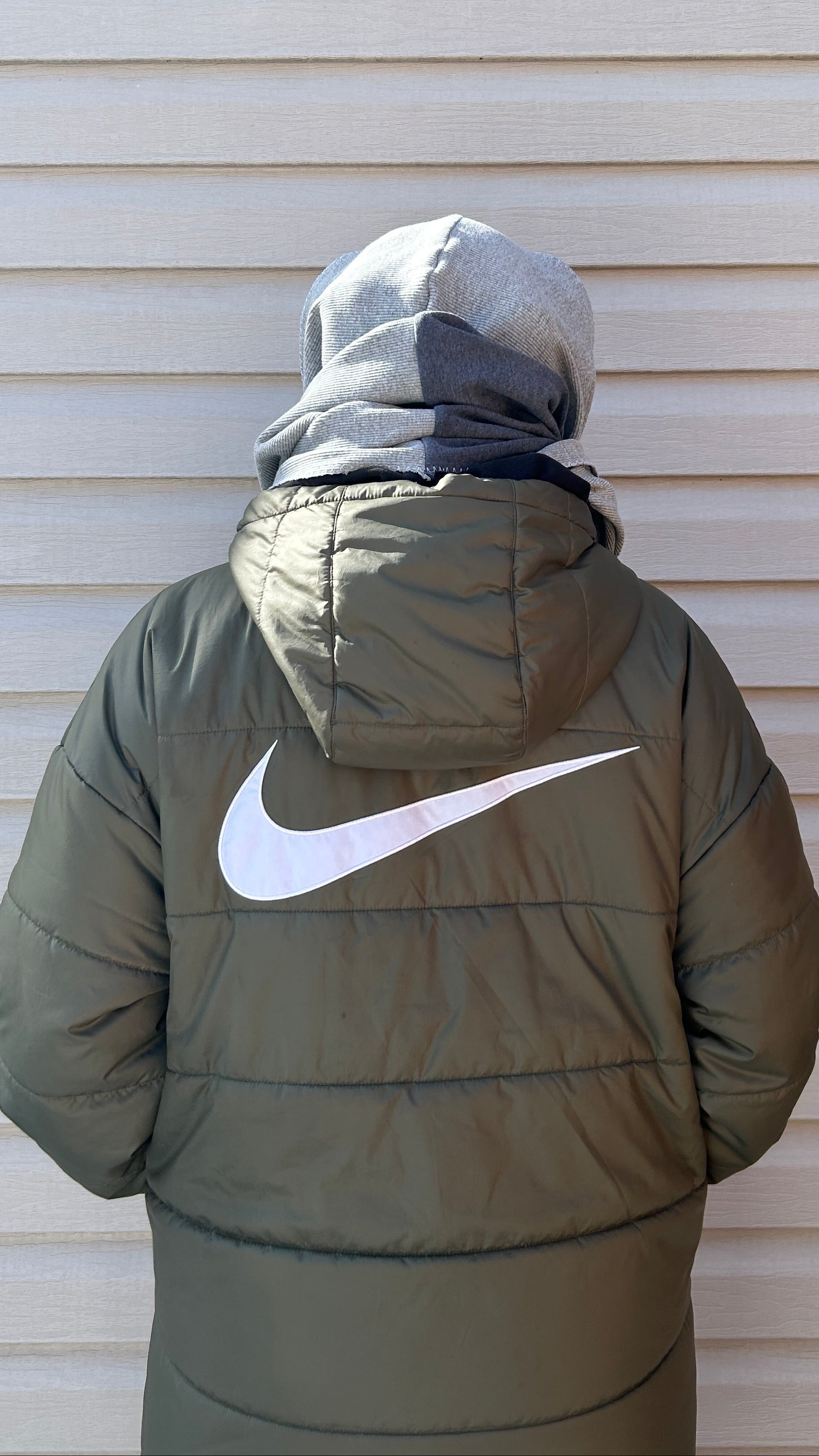 Hooded Scarf Patchwork Grey