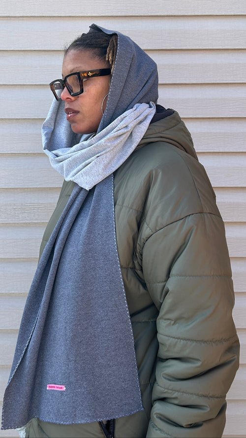 Hooded Scarf Two-Tone Grey