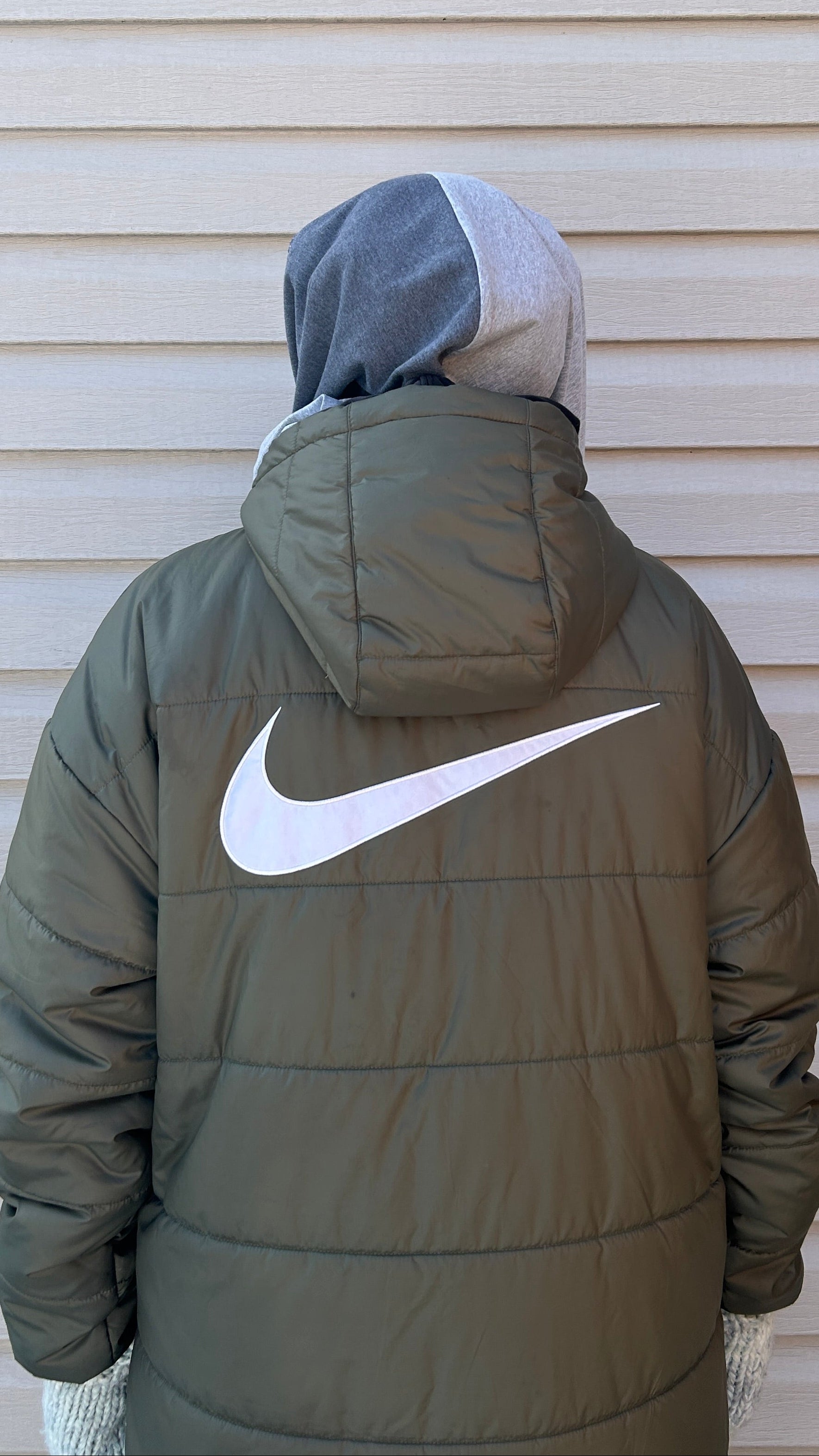 Hooded Scarf Two-Tone Grey