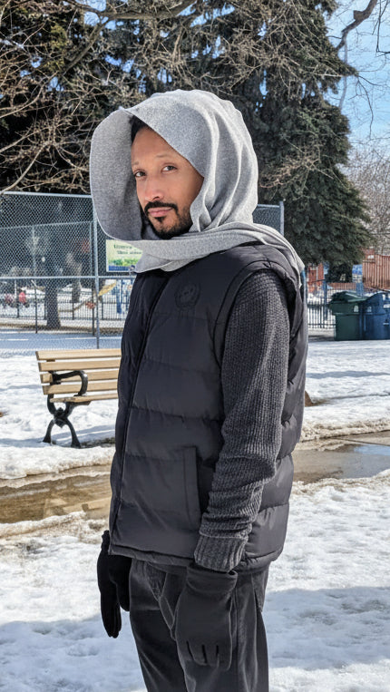 Hooded Scarf Patchwork Grey