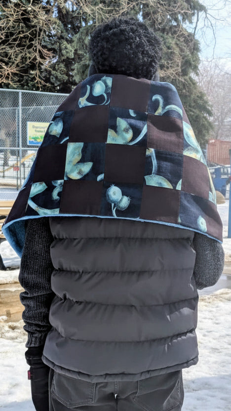 Jumbo Checkered Scarf w Faux Fur Lining