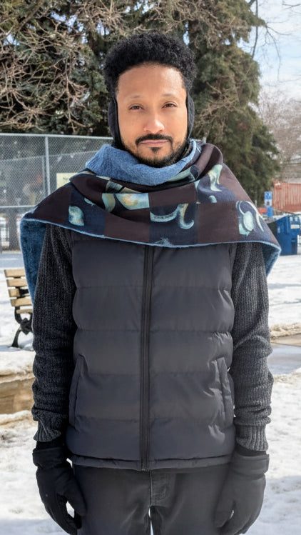 Jumbo Checkered Scarf w Faux Fur Lining