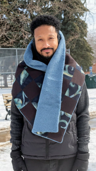 Jumbo Checkered Scarf w Faux Fur Lining