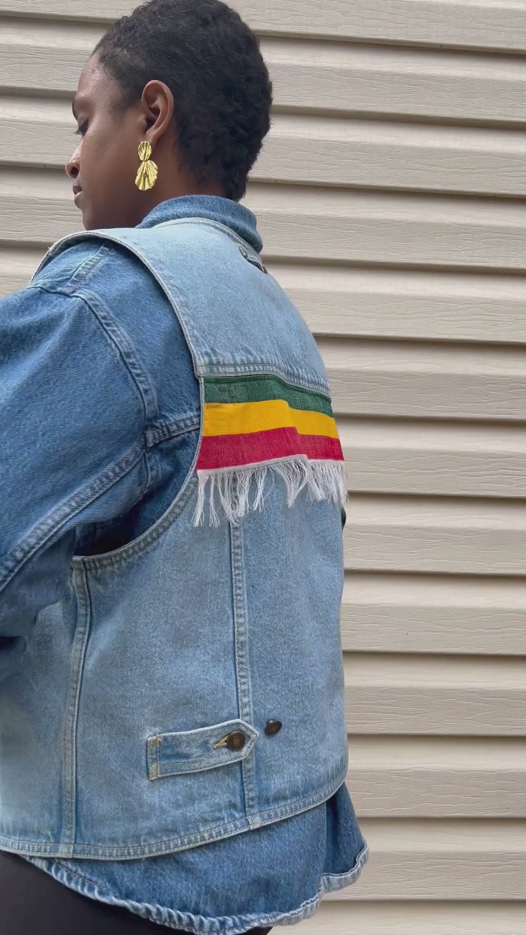 Ethiopian Flag Denim Vest